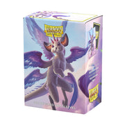 Dragon Shield Standard Brushed Art Sleeves 100ct: Spirit Dragon - The Whiskerwing - Box of 100 Dragon Shield standard card sleeves featuring a purple and white winged cat dragon artwork on a pastel sky.