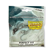 Dragon Shield 100ct Bag Perfect Fit Side Load Clear - Clear plastic card sleeves in a 100-count Dragon Shield branded resealable bag with dragon illustration.