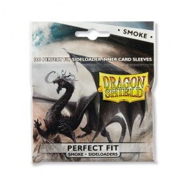 Dragon Shield 100ct Bag Perfect Fit Side Load Smoke - Dragon Shield 100 count smoke-colored side-load card sleeves pack with black dragon artwork on packaging.