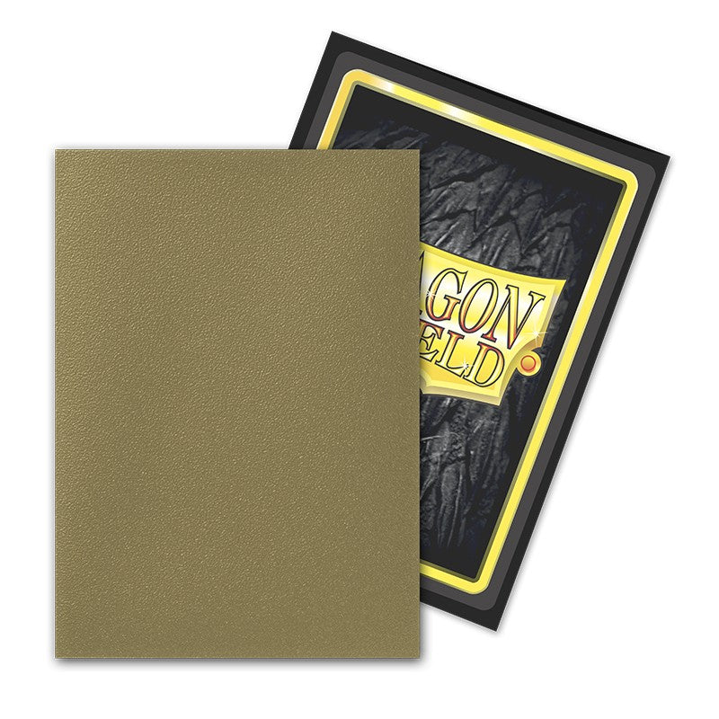 Dragon Shield Dual Sleeves 100ct Box - Matte Truth - Matte olive green card sleeves with smooth texture, displayed in front of black and yellow Dragon Shield box.
