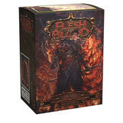Dragon Shield Sleeves - 100ct Box Matte Art - Flesh and Blood Fai - Box of Dragon Shield card sleeves featuring dark fiery artwork of a warrior with red and orange flames, matte finish.
