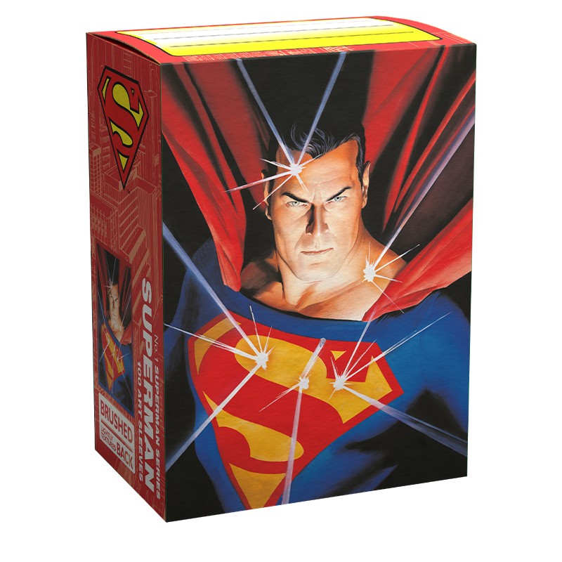 Dragon Shield Standard Brushed Art Sleeves 100ct: Superman - 1st Variation - Box of Dragon Shield Standard Brushed Art card sleeves featuring bold Superman logo and vibrant comic-style illustration.
