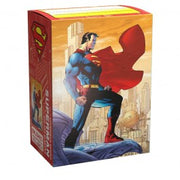 Dragon Shield Standard Brushed Art Sleeves 100ct: Superman - 2nd Variation - Box of Dragon Shield card sleeves featuring a dynamic Superman illustration with a red cape silhouette on an orange.