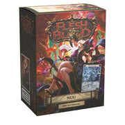 Dragon Shield Sleeves - 100ct Box Matte Art - Flesh and Blood Nuu with Promo - Matte card sleeves box featuring Flesh and Blood Nuu character artwork with dark fantasy design.