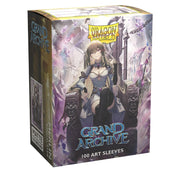 Dragon Shield Sleeves: Standard Matte Art Grand Archive - Merlin, Kingslayer 100CT - Box of Dragon Shield Standard Matte card sleeves featuring fantasy art of a female warrior seated on a throne surrounded by.