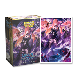 Dragon Shield Sleeves: Standard Matte Art Grand Archive - Tristan, Shadowdancer 100CT - Matte card sleeves featuring a fantasy warrior woman with long pink hair and dark armor surrounded by purple magical energy.