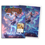 Dragon Shield Sleeves: Standard Matte Art Flesh and Blood - Aurora with Promo 100CT - Standard matte card sleeves featuring Aurora character artwork in vibrant blues and purples, designed for Flesh and Blood.