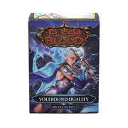 Dragon Shield Standard Matte Art Sleeves: Flesh and Blood - Voltbound Duality (PREORDER) - Dragon Shield matte card sleeves box featuring blue and purple lightning-themed artwork with a warrior woman on front, Flesh