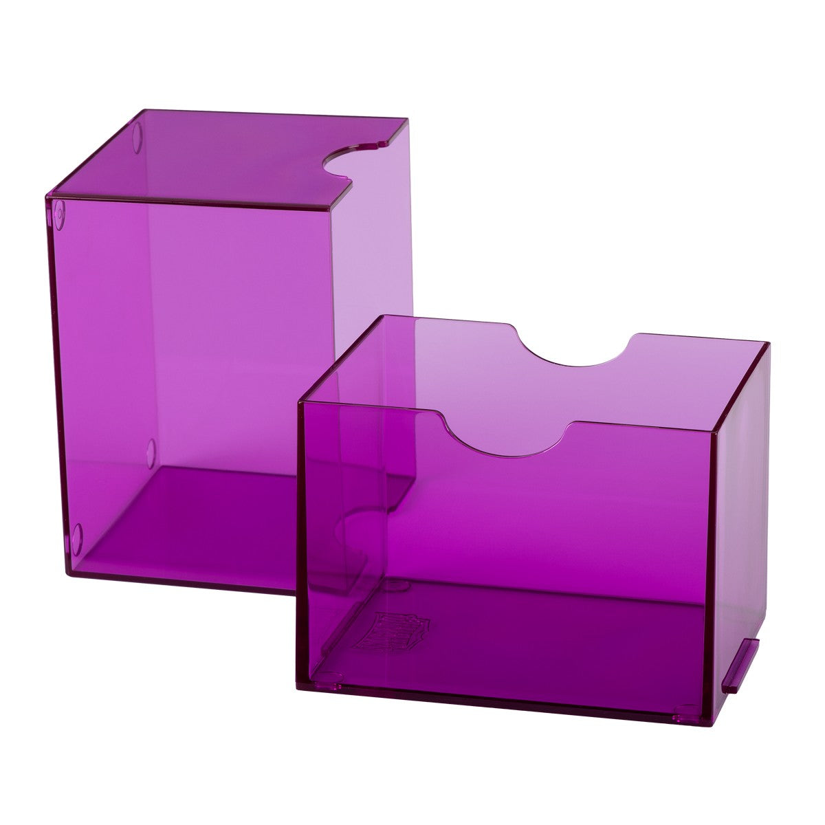 Dragon Shield 100+ Strongbox - Clear Purple (PREORDER) - Clear purple acrylic deck box with detachable lid, designed to hold 100+ cards securely.