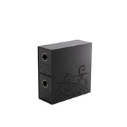 Dragon Shield Fortress Vertical 2 Drawer Card Storage - Black (PREORDER) - Black vertical card storage box with two drawers and dragon emblem on front panel.