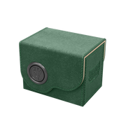 Dragon Shield Dragon Lock System: Deck Box 80+ - Green & Sand (PREORDER) - Green textured rectangular deck box with sand-colored edges and round black emblem on front flap.