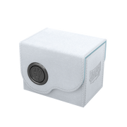 Dragon Shield Dragon Lock System: Deck Box 80+ - White & Aqua (PREORDER) - White rectangular card deck box with aqua accent lining and black circular emblem on front flap.