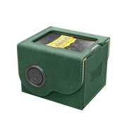 Dragon Shield Dragon Lock System: Deck Box 100+ - Green & Sand (PREORDER) - Green textured deck box with black circular lock and tan accents, rectangular shape for card storage.