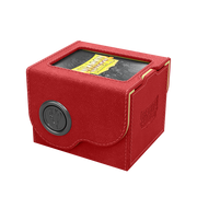 Dragon Shield Dragon Lock System: Deck Box 100+ - Red & Lemon (PREORDER) - Red rectangular card deck box with textured surface, clear top window, and black circular emblem on front.