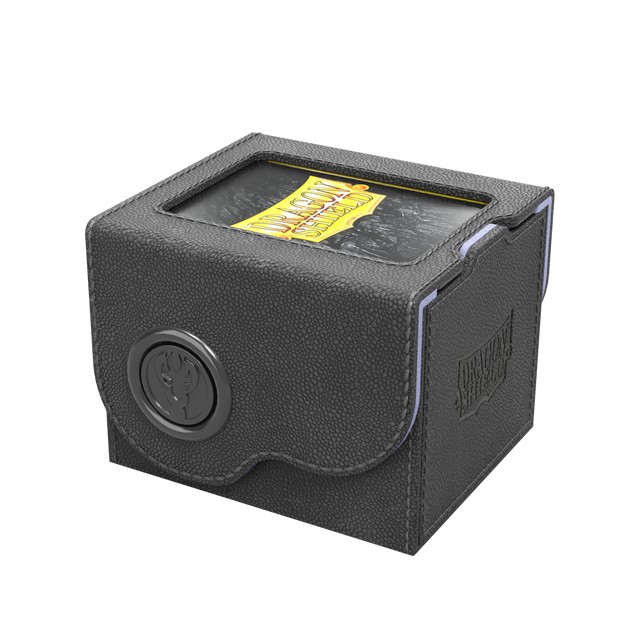 Dragon Shield Dragon Lock System: Deck Box 100+ - Black & Lilac (PREORDER) - Black textured rectangular deck box with subtle lilac edging and secure locking system, holds 100+ cards.