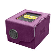 Dragon Shield Dragon Lock System: Deck Box 150+ - Purple & Frost (PREORDER) - Purple textured rectangular deck box with a frosted window displaying Dragon Shield logo, circular lock button on front.