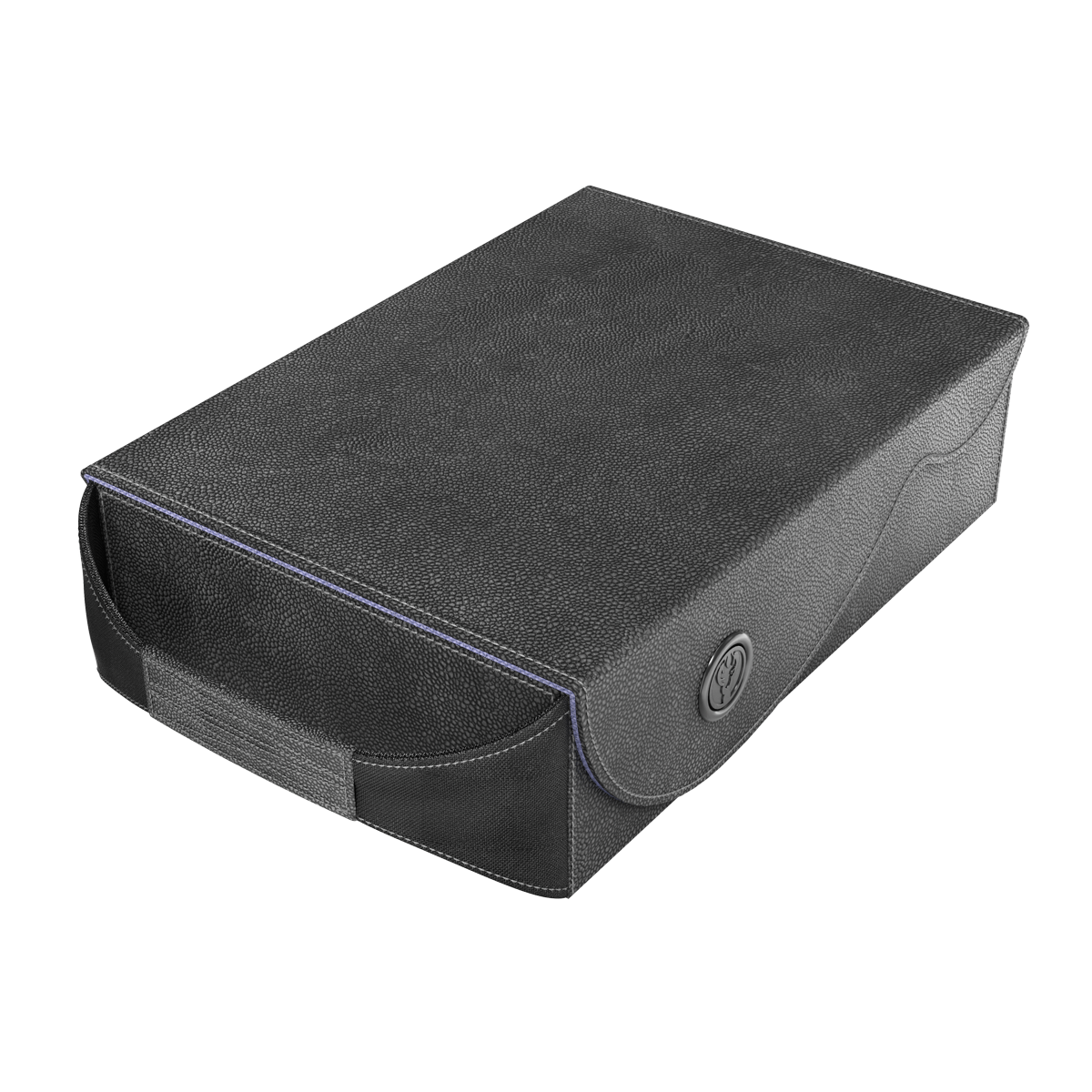 Dragon Shield Dragon Lock System: Dragon Vault - Black & Lilac (PREORDER) - Black rectangular storage box with lilac trim, textured material, and secure snap closure.