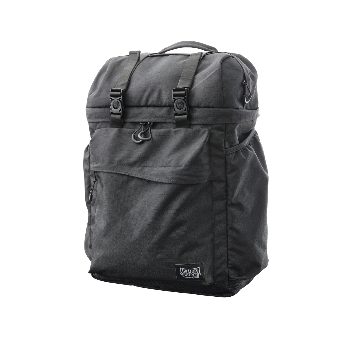 Dragon Shield Dragon Lock System: Dragon Pack - Black & Grey (PREORDER) - Black and grey rectangular backpack with front flap, buckle straps, and multiple compartments.