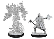 D&D: Nolzur's Marvelous Minis: Allip & Deathlock - Detailed unpainted resin miniatures of Allip ghostly wraith and robed Deathlock wizard casting spell.