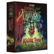 Ring of Chaos: Rising Fear Unleashed (PREORDER) - Dark fantasy-themed card game box with eerie green and red tones, featuring sinister ghostly figures and a flaming sword on.