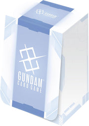 Gundam Card Game: Official Deck Case - Light blue and white rectangular deck case with Gundam Card Game logo and geometric design on the front.