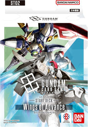 Gundam Card Game - Wings of Advance Start Deck - Gundam Card Game Wings of Advance Start Deck box featuring a detailed white and blue Gundam figure with red accents and.