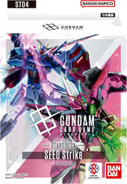 Gundam Card Game - SEED Strike Start Deck - Gundam Card Game SEED Strike Start Deck with dynamic blue and pink mecha artwork on a white, black, and pink box.