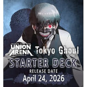 Union Arena: Tokyo Ghoul - Starter Deck (PREORDER) - Tokyo Ghoul Union Arena Starter Deck box featuring dark anime character with white hair and red eye, release date April 24,.