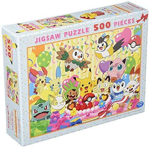 Puzzle: Pokémon "Lets Eat Together! Celebration Cake" (500 pieces) (PREORDER) - Colorful Pokémon-themed jigsaw puzzle box featuring Pikachu and friends celebrating with cake, 500 pieces.