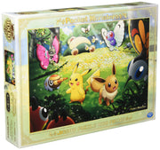 Puzzle: Pokémon "Sunlight Through the Forest" (1000 pieces) (PREORDER) - Colorful Pokémon scene puzzle box featuring Pikachu, Eevee, and others in a forest setting, 1000 pieces.