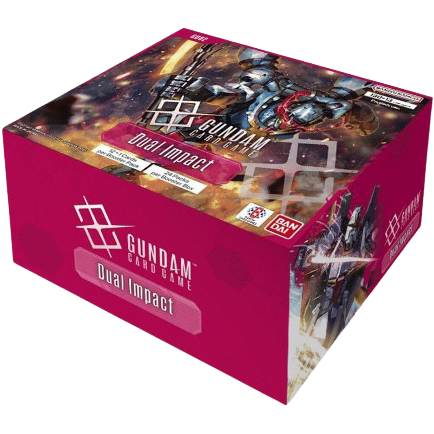Gundam Card Game - Dual Impact Booster Display - Red Gundam Card Game Dual Impact Booster Display box with robot artwork and white logo text.