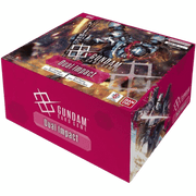 Gundam Card Game - Dual Impact Booster Display - Red Gundam Card Game Dual Impact Booster Display box with robot artwork and white logo text.