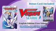 Cardfight!! Vanguard: Skyride Vol. 1 Manga w/ Promo Card - Cardfight!! Vanguard Skyride Vol. 1 manga with colorful anime-style cover and included promo card with fantasy character.