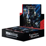 Weiss Schwarz: Eminence in Shadow Booster Display (PREORDER) - Black and red booster display box for Weiss Schwarz Eminence in Shadow trading cards with anime character artwork on.