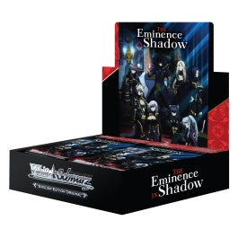 Weiss Schwarz: Eminence in Shadow Booster Display (PREORDER) - Black and red booster display box for Weiss Schwarz Eminence in Shadow trading cards with anime character artwork on.