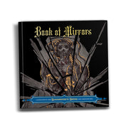 Bluebeard's Bride RPG: Book of Mirrors - Black hardcover book titled "Book of Mirrors" with gold gothic text, featuring a shattered mirror design over a distressed.