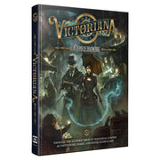 Victoriana RPG: Corebook (PREORDER) - Dark Victorian-themed RPG corebook cover with steampunk elements, featuring a man in top hat and a woman in period dress.