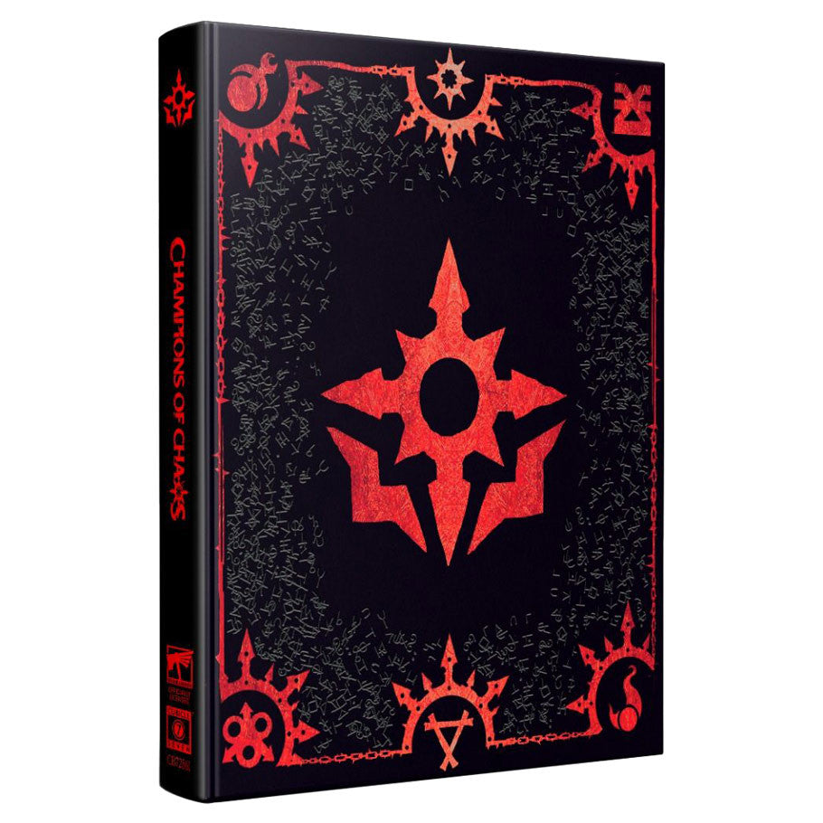 Warhammer Age of Sigmar: Soulbound Champions of Chaos RPG - Core Rulebook, Collector's Edition (PREORDER) - Black hardcover book with red ornate borders and a central red chaos star emblem, titled Champions of Chaos.