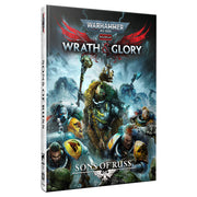 Warhammer 40,000 Roleplay: Wrath & Glory: Sons of Russ Standard Edition (PREORDER) - Warhammer 40,000 Wrath & Glory Sons of Russ hardcover book with armored Space Marines on stormy battlefield cover.