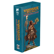 Warhammer: The Old World Roleplaying Game: Allies & Antagonists Card Deck (PREORDER) - Rectangular card deck box in teal with fantasy warrior artwork and gold-yellow title text on front and spine.