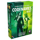 Codenames: Duet 2.0 - Green rectangular box featuring illustrated male and female agents in suits, titled "Codenames Duet" word game by Vlaada.