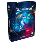 Wispwood (PREORDER) - Dark blue box featuring glowing magical forest creatures and mushrooms, titled Wispwood by Reed Ambrose.