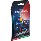 Codenames: Sci-Fi Expansion Pack - Codenames Sci-Fi Expansion Pack with futuristic astronaut in armor on dark blue and red background.