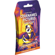 Codenames: Cute Critters Expansion Pack - Purple and orange card game expansion pack featuring an illustrated cute panda critter on the front.