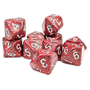 Chessex: Speckled Lava Stone - Set of Ten d10 Dice - Set of ten red speckled 10-sided dice with white numbers and a polished finish.