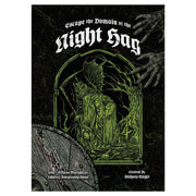 Escape the Domain of the Night Hag (PREORDER) - Black game cover titled "Escape the Domain of the Night Hag" with green eerie illustration of cloaked figures and ghostly.