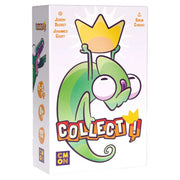 Collect! - White rectangular box with a cartoon green chameleon holding a yellow crown on the front, colorful "Collect!" text at bottom