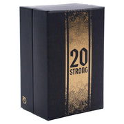 20 Strong: Solar Sentinels Base Game - Black rectangular box with a vertical gold stripe and "20 Strong" text in bold black font on the front.