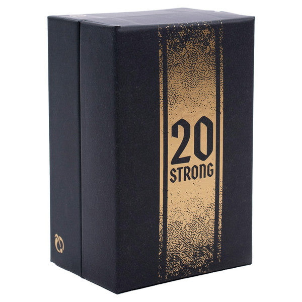 20 Strong: Solar Sentinels Base Game - Black rectangular box with a vertical gold stripe and "20 Strong" text in bold black font on the front.