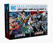 DC Deck-Building Game: Crisis Collection 1 - DC Deck-Building Game Crisis Collection 1 box set with colorful superhero artwork and monochrome villain art on black.